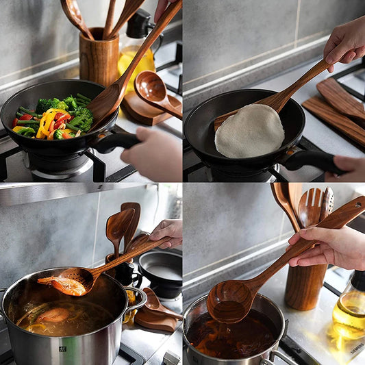 Ustensiles de cuisine en bois naturel